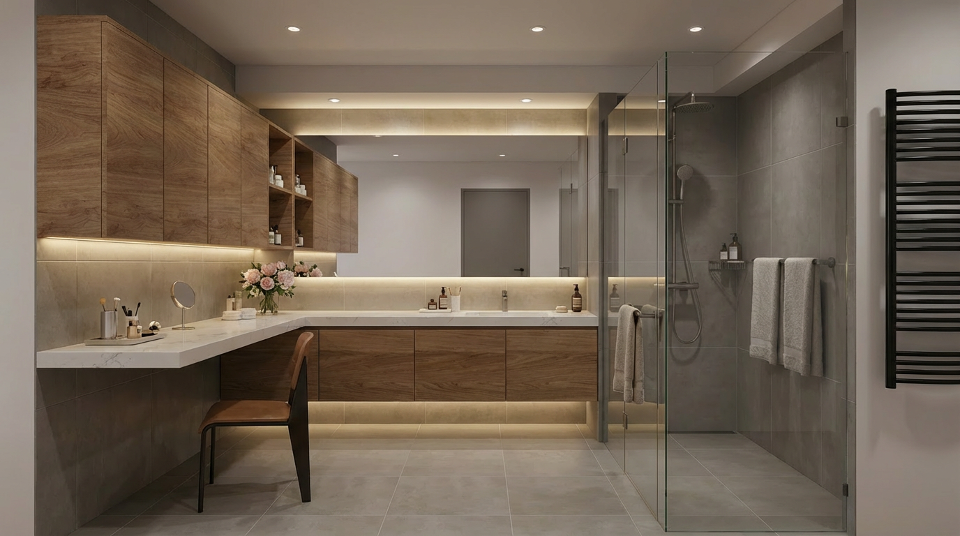 静谧木色卫浴空间